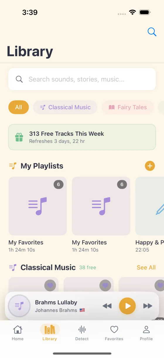 Soothbee library of soothing sound categories