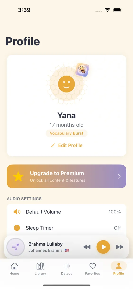 Soothbee baby profile and preferences