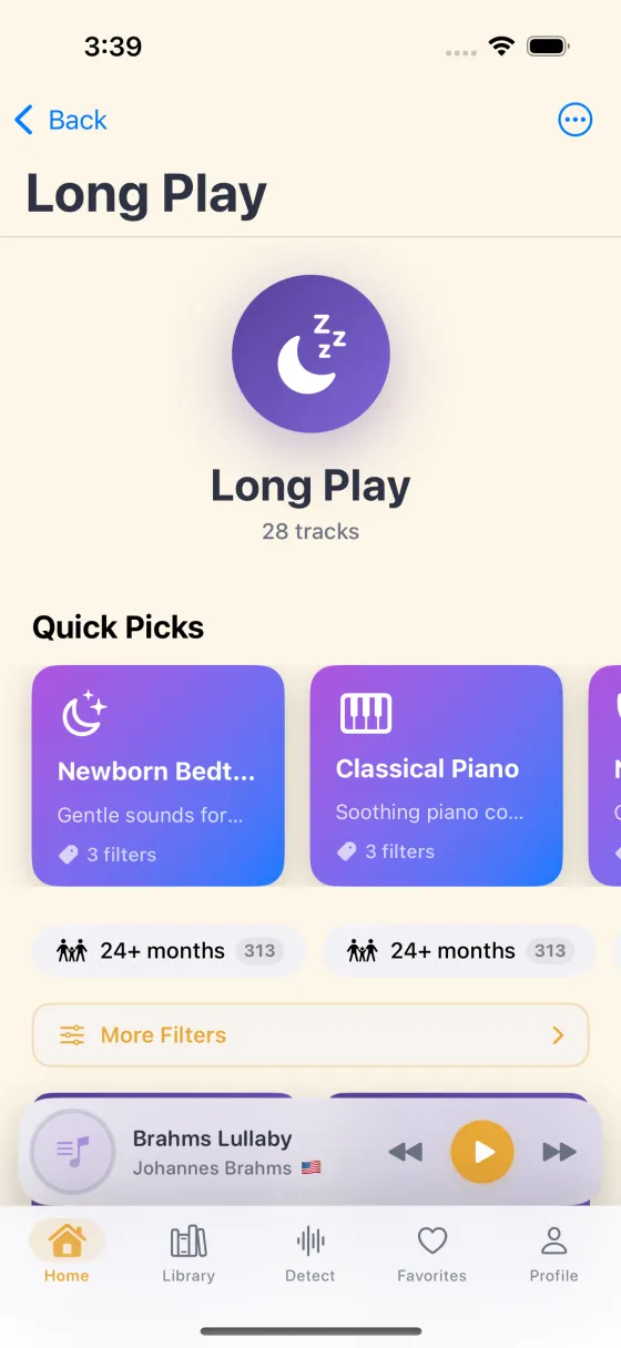 Soothbee playing a soothing long-play track on the now-playing screen